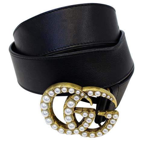 gucci leather belt with pearl double g|Gucci leather belt price.